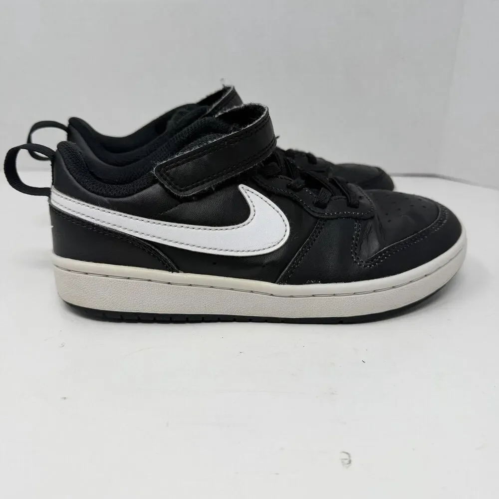 NIKE Court Borough Low 2 BQ551-002 Boy’s 2Y Black White Shoes Sneakers Low Top